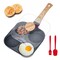 4-Cup Egg Pan Nonstick Aluminum Omelette Skillet with Lid Oil Brush Scraper for Gas & Induction